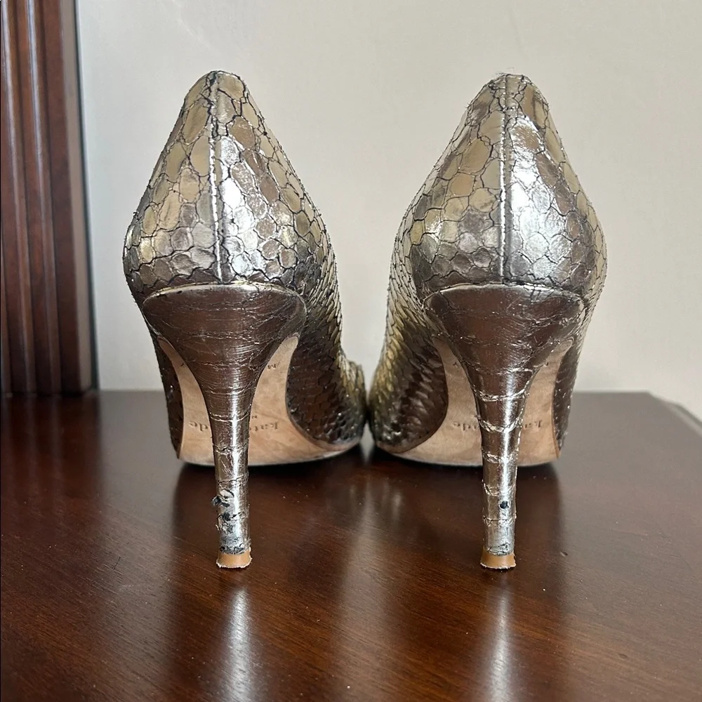 Kate Spade Karolina Python Embossed Leather Metallic Heels - Picture 6 of 10